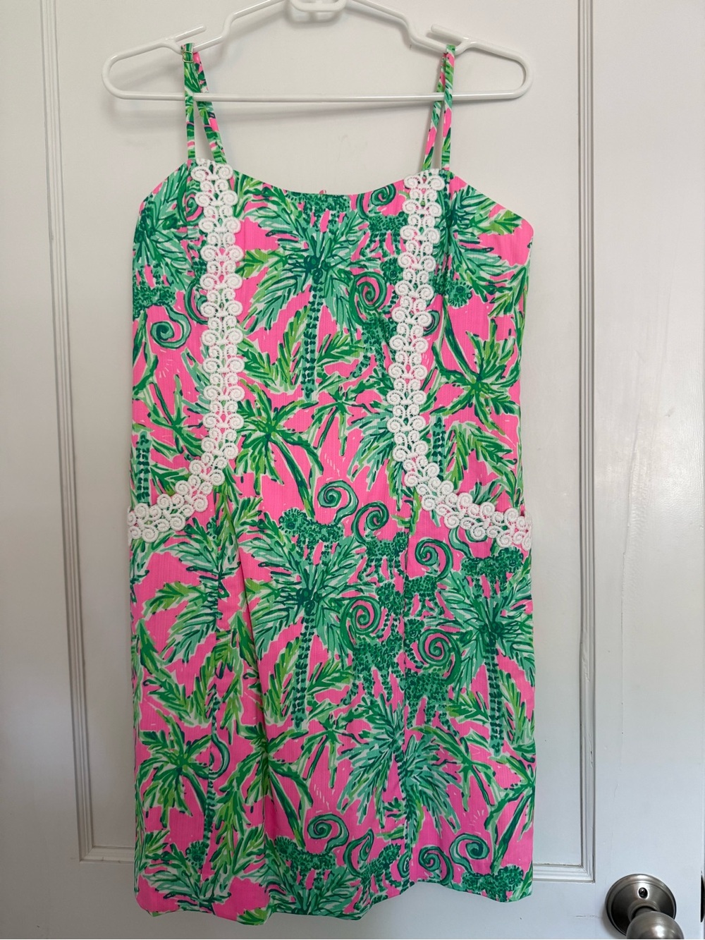 Lilly Pulitzer Pink & Green Tropical Spaghetti-Strap Lined Dress